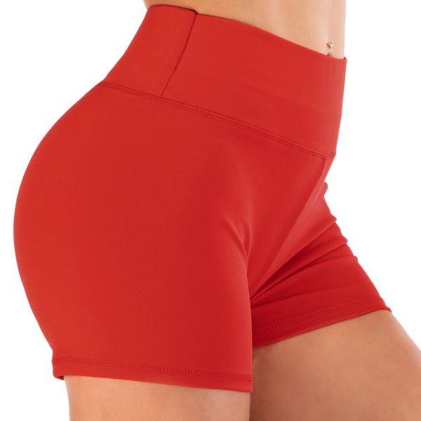 Red Fashion Quick Drying High Waisted Yoga Pants Short Workout Leggings