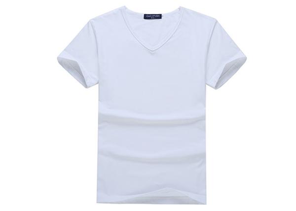 White Blank V Neck Casual T - Shirts Top Cotton Comfortable And Durable