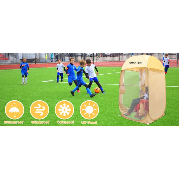 35*35*60 Inch Beige Waterproof UV Protected Pop Up Sports Tents With Easy Setup Includes Carrying Bag Stakes Ropes