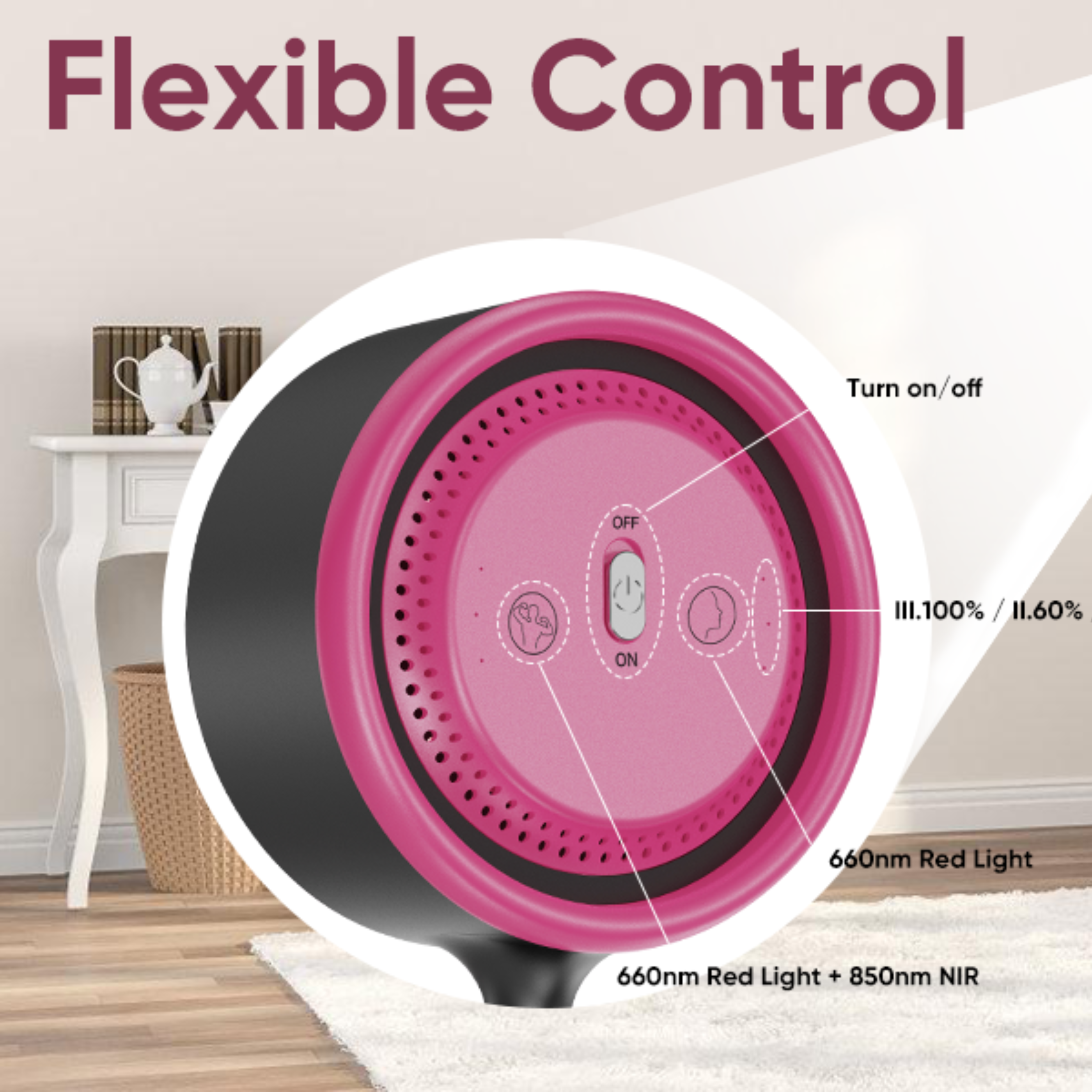 Floor-standing 30W Infrared Light Therapy Lamp with 660nm & 850nm Dual Wavelength