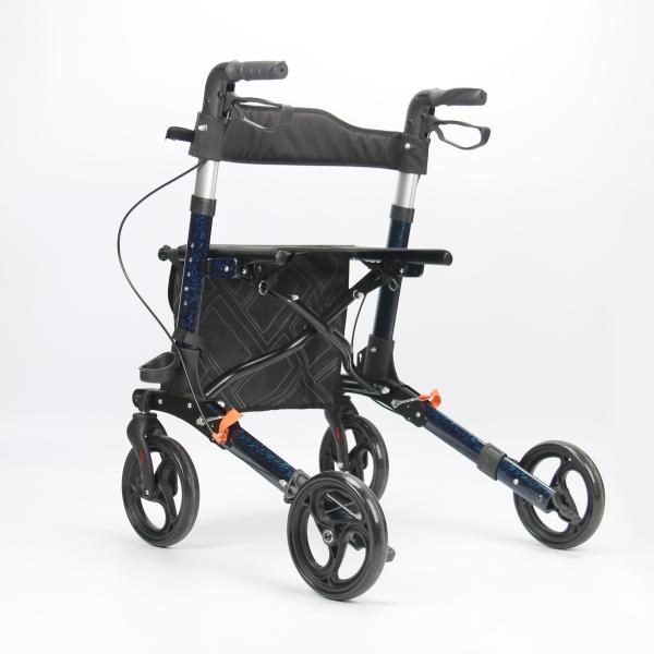 Supermarket Mobility Walking Aids Convenient Push Cart With Seat Basket