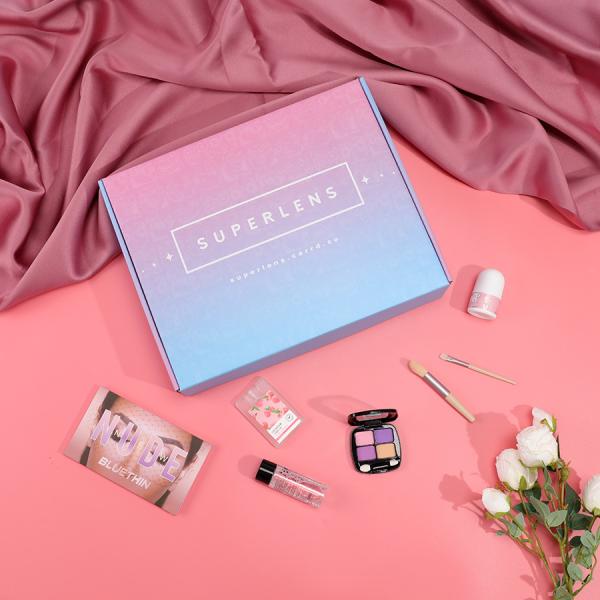 Reutilizable Logotipo personalizado Pink Cosmetic Set Mailing Cuidado de la piel Caja de embalaje corrugado