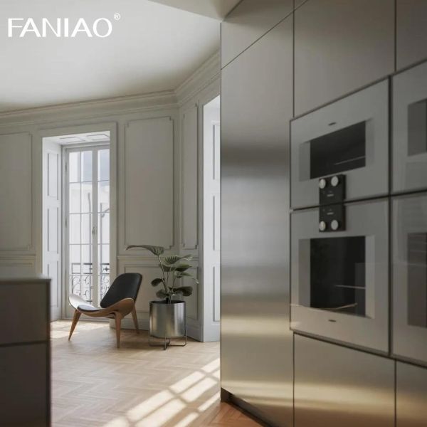 Manufacturer High Quality European Style Luxury 304 Stainless Steel Kitchen Cabinet Kitchen Furniture Apartment