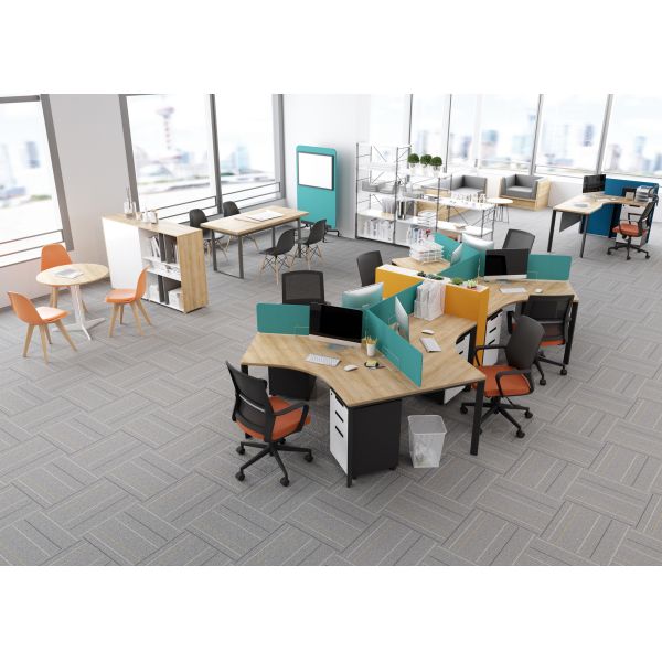 Modern Three Seats Office Conference Table Dividers Wooden