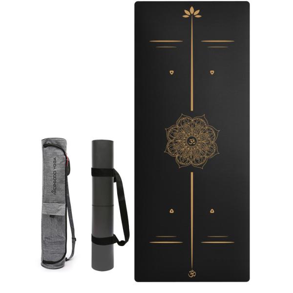 Custom Wholesale Hot Gold Stamping UV Printing Natural Rubber Black PU Yoga Mats