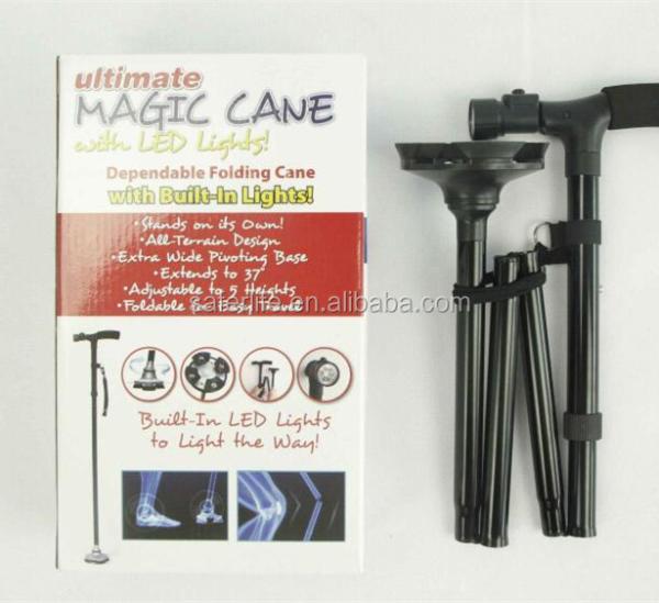 Venda Quente Cuidados Domésticos Dobragem Cane Stick Walking Com Luz LED Para Idosos