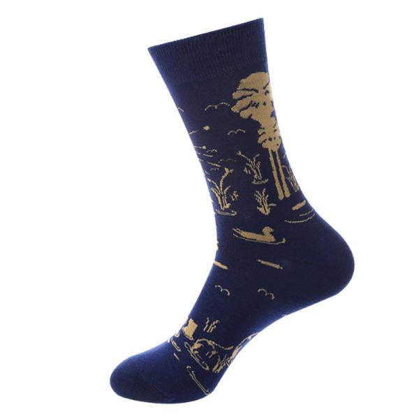 Personalized High Quality Seamless Jacquard Knit Cartoon Novelty Men Cotton Crew Socks