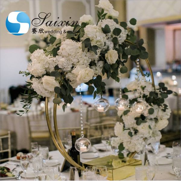 ZT-471 Saixin nuevas piezas centrales de la boda Candela de cristal de color gris