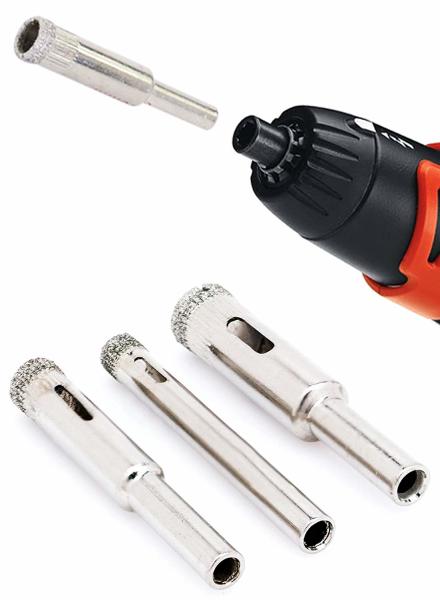 Diamond Core Drill Bit Set 6 8 10mm for Ceramic Tile Glass Marble