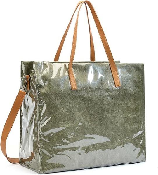 Sustainable Recyclable Tote Bag For Women, TPU Waterproof And Tyvek Paper Material Casual Shoulder Bag Handbag For Work, Travel, Gym