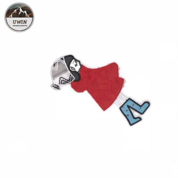 Delicate Cute Girl Embroidered Sports Patches 12 * 22.5CM Size For Hats / Shirts