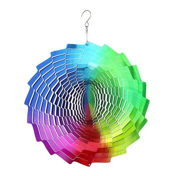 Multi girador de aço impresso UV colorido do vento do jardim 30*30cm