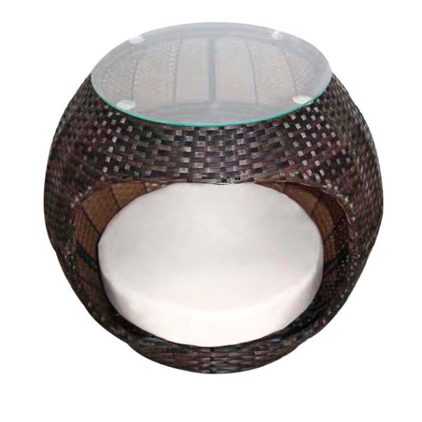 13mm  Eco-Friendly Rattan Cat Bed Woven Apple-Shape Dome Cat Cave Cushion Coffee Table Natural Pet Houses Furniture