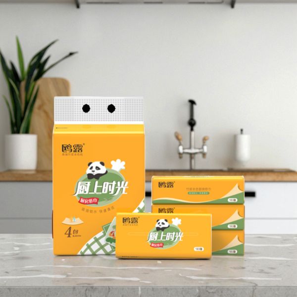 High Quality 2-Ply Disposable Kitchen Tissue Roll OEM Hot Selling Water Absorbent Sustainable Home Kitchen Paper Bag Style