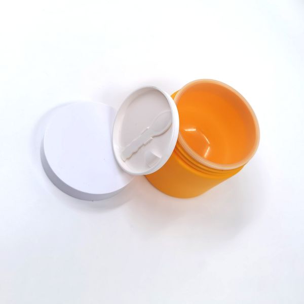 Yellow Frosted Plastic Cosmetic Jars With Spoon 15ml 20ml