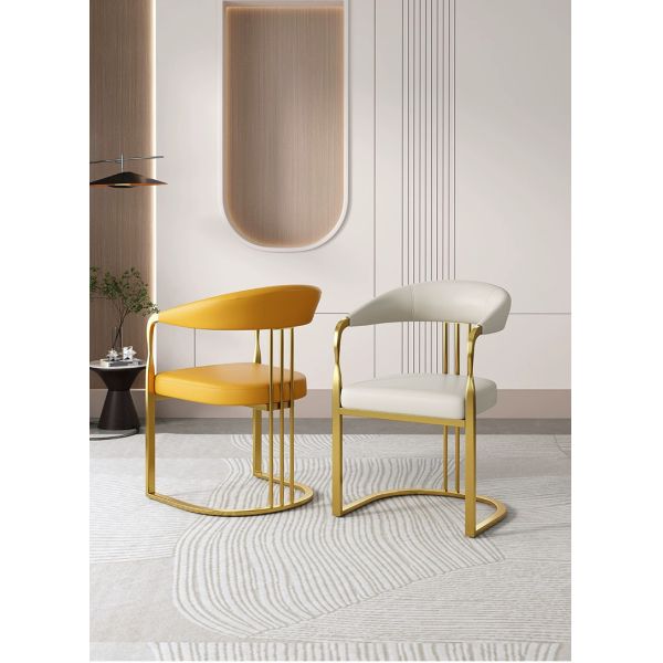 Stainless Steel Flange Luxury Dining Chairs For Leisure Facilities