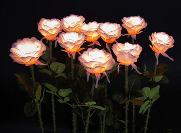 LED Silicone Rose Lights Lawn Simulation Flower Lamp Garden Courtyard Beautiful Display Bright Landscape Decorative