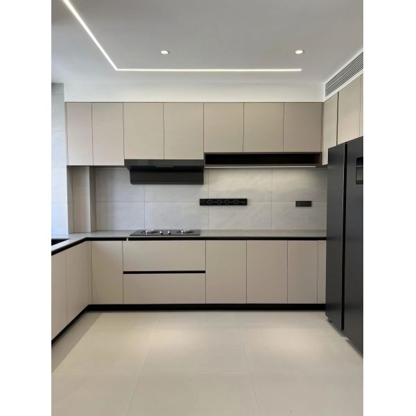 White And Timber Contemporary Modern Design Small Space Kitchen Cabinets