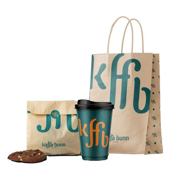 Recyclable Bulk Takeaway Paper Bags For Drink Food Delivery 160gsm