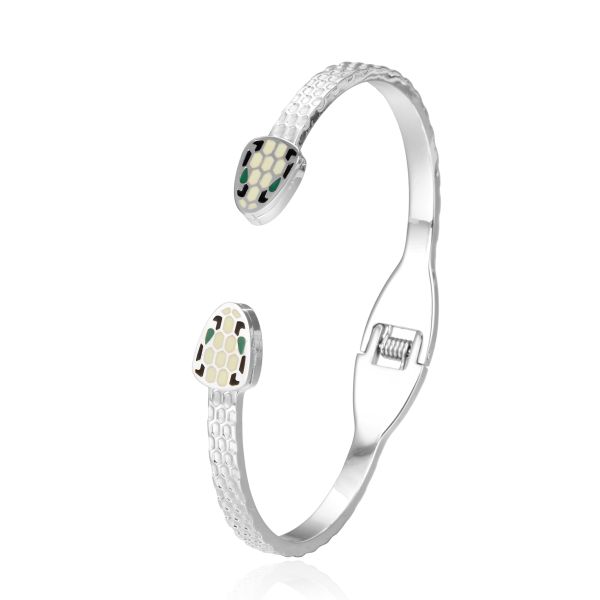 Luxury BG Double Snake Head Bangle 14K Gold Stainless Steel Bracelet