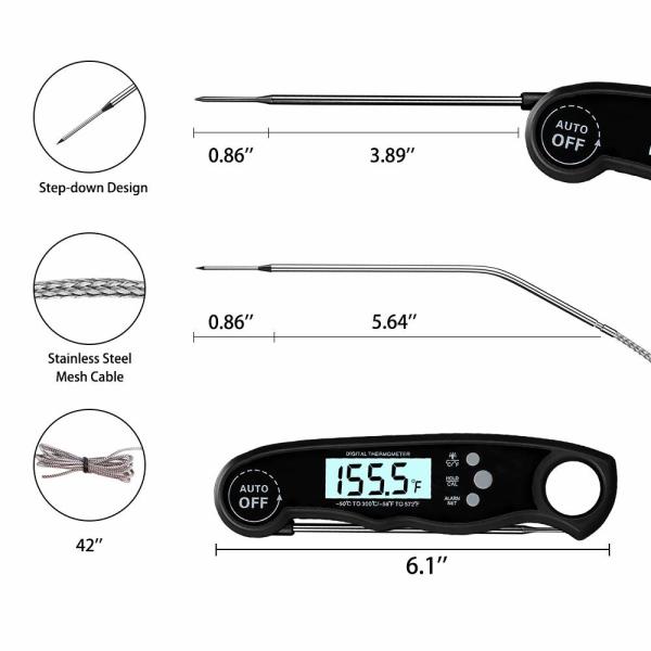 Folding Type Digital Dual Probe Meat Thermometer For BBQ IP67