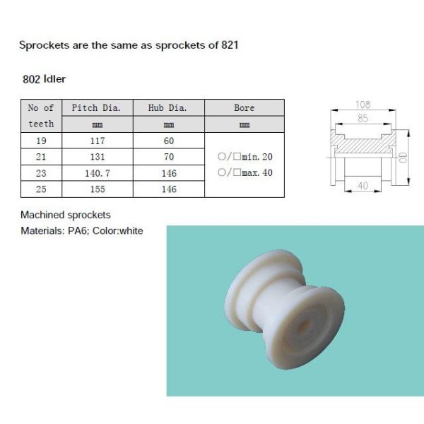 SS802 SS812 mattop chain idlers machined metal flat top chain sprockets plastic sprockets wheel
