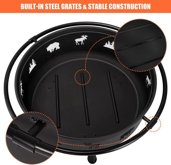 Outdoor Garden Wood Charcoal Heating Stove With Fireplace Poker Black