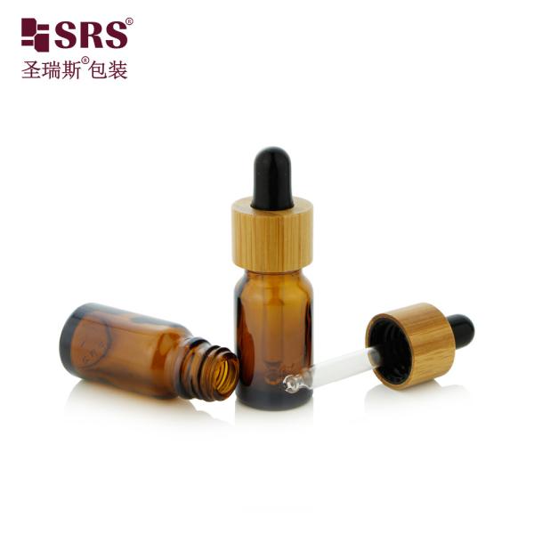 Luxo Bambu Ombro Vidro Serum Facial Elegante Disponível em estoque Garrafa 10ml