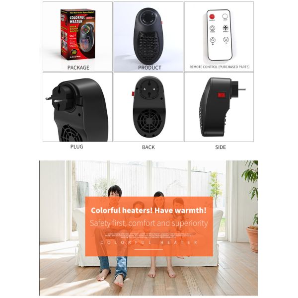 0.5kg Plug-in Wall Heater Portable Electric Heaters for Garden Small Home Winter Warmer