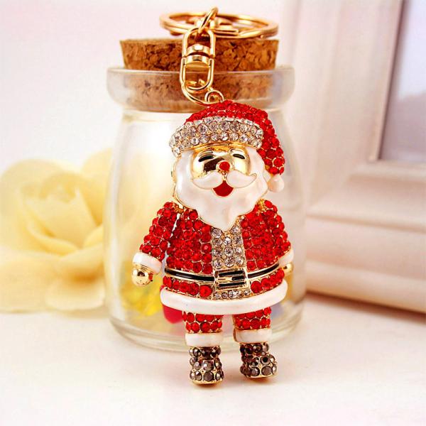 Crystal Santa Claus Snowman Metal Knick Knacks Keyring Accessories Ornament Pendants