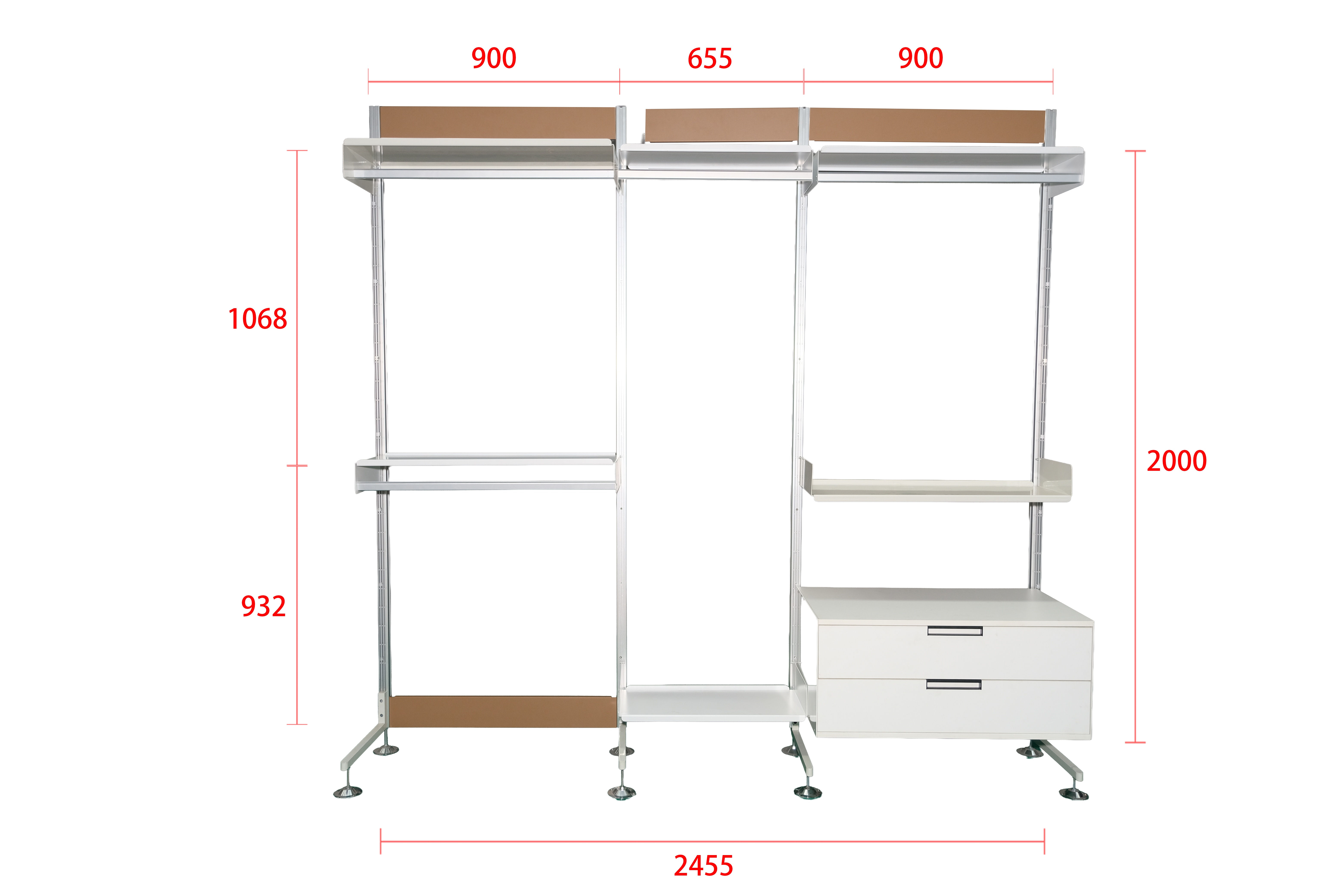 Nordic Minimalist Standing Type Shelving System Metal Modular Shelves Drawer Durable Height Adjustable Multifunction Wardrobe