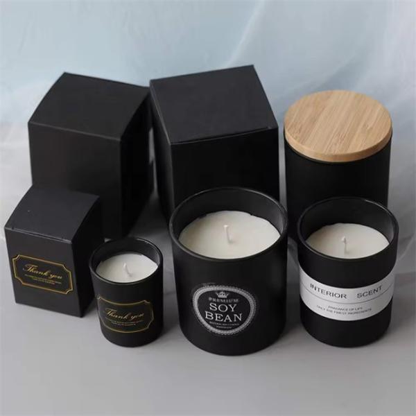 8oz 10oz 15oz Amber Black Clear White Candle Jar com tampa de madeira Candle Jar vazio vidro com tampa de metal