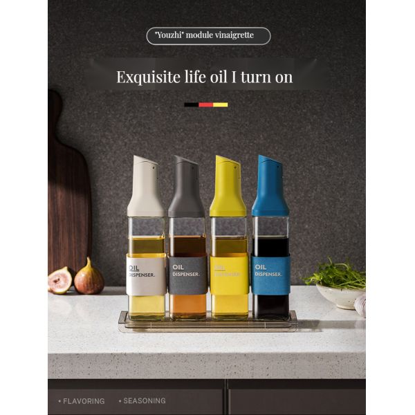 500ml Capacity Glass Kitchen Oil and Vinegar Bottle with Stylish Leak-Proof Dispenser