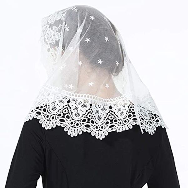 Y-Z White Bridal Embroidery Flower Lace Edged Bridal Veils for Hijab Ladies Women Shawl Muslim Veil Wedding