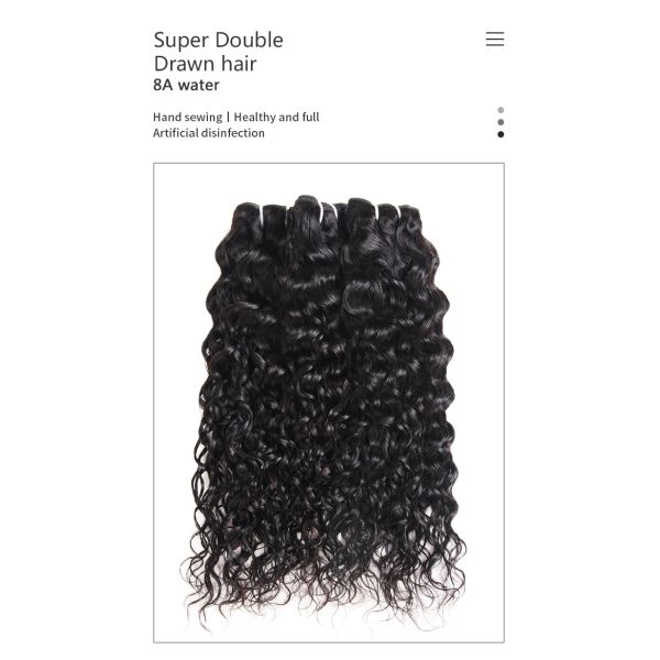 Black 100g/Pcs Water Wave Human Hair Bundles , 8a human hair bundles