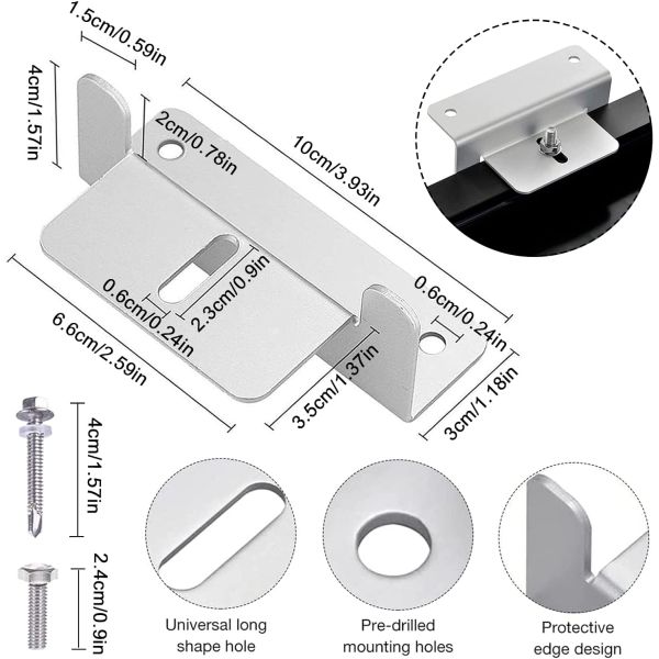 Металлическая/цинковая крыша Солнечная панель Монтаж 4 шт. Черные Z-клапаны для установки панели