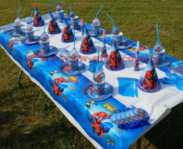 SPIDERMA THEME PAPER GLASSES CUPS SPIDERMAN DISHES KIDS BIRTHDAY PARTY DECORATION SPIDER MAN TABLE CLOTH