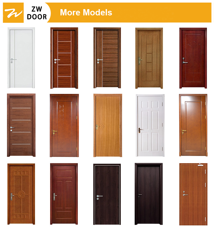 PU Paint Hotel Bedroom Solid Core Flush Type Oak Wood Door