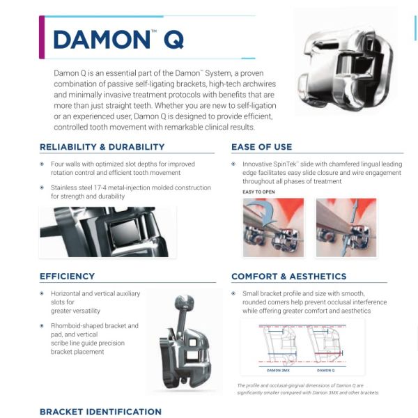 Certificado CCC EE.UU. Ormco Damon Q Clear Ceramic Roth 022 Brackets autoligantes para un tratamiento ortodóntico cómodo