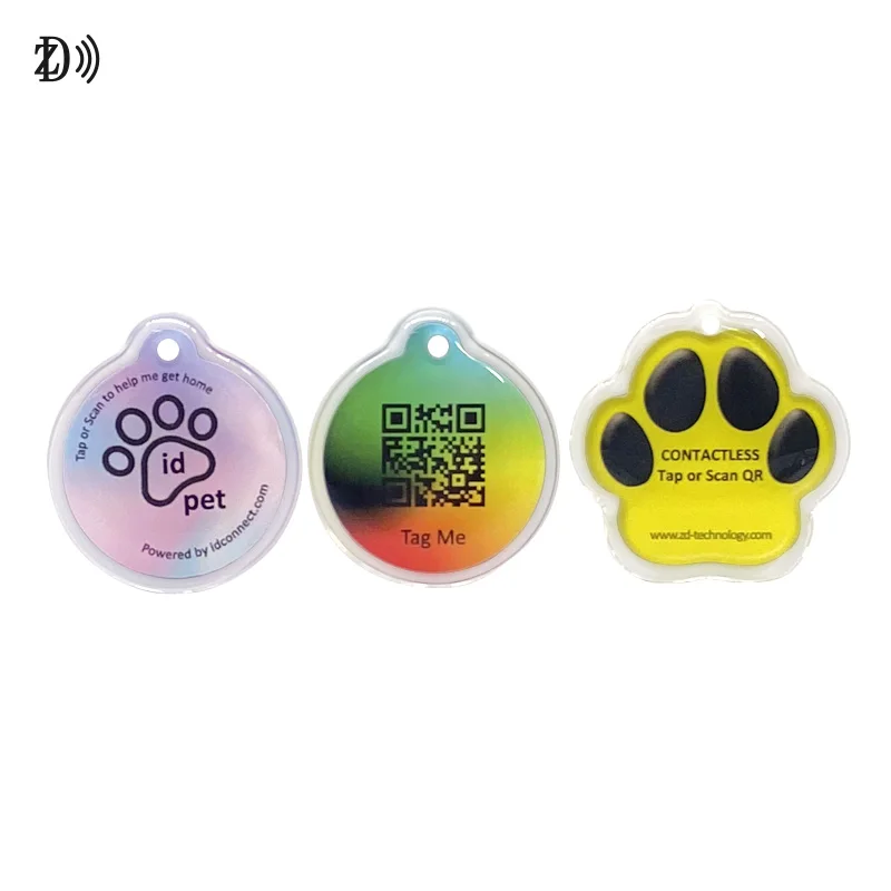 Epoxy Dog Bone Customized QR Code NTAG 216 888bytes Animal RFID NFC Pet Tag for Tracking