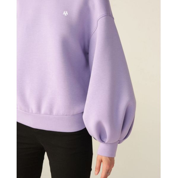 Пуловеров воротника стойки фуфайки выреза 260gsm смешивания хлопка женщины рукав слишком больших графических случайных длинный