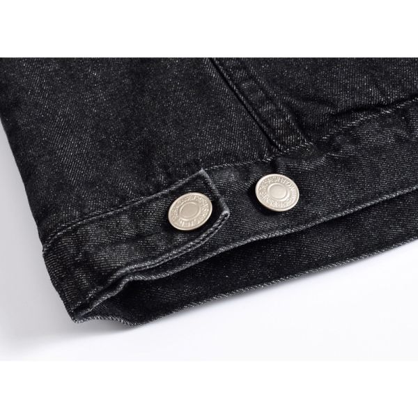 Men's Velvet Hoodie Denim Coat Winter Plus Size Black Slim Fit Thick Lambskin Wool Jacket