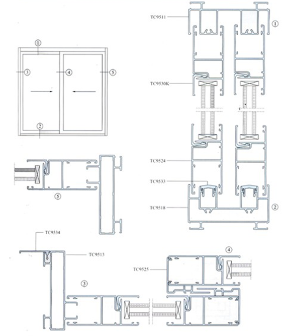 Non-изолированные внешние алюминиевые профили штранг-прессования рамки сползая окна T4 при филировать, сверля