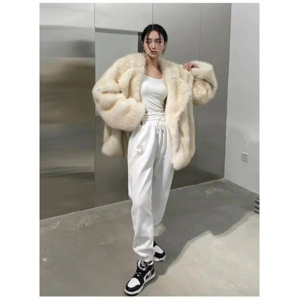                  2023 Luxury Winter Fur Coat Fashion Racoon Fox Fur Coat for Women             