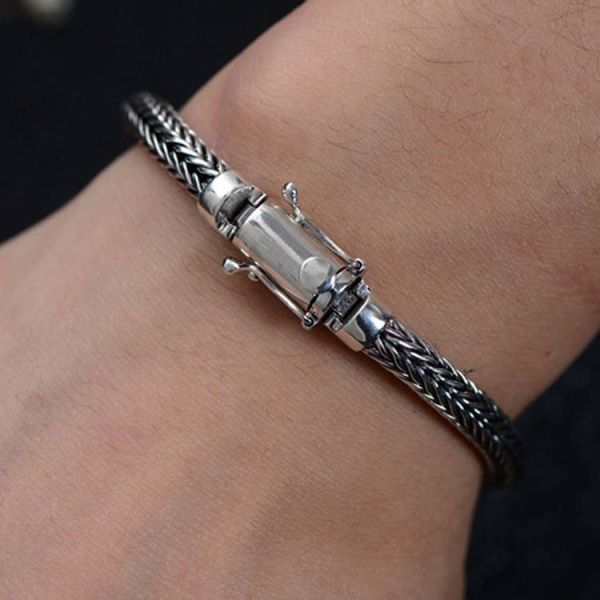 Retro Women Men 5mm Sterling Silver Wheat Chain Link Bracelet (B20180404081)