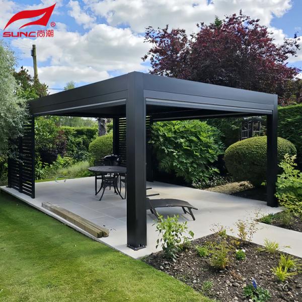 Outils de jardinage en aluminium gris imperméable à l'eau imperméable au vent Pergola pour l'extérieur