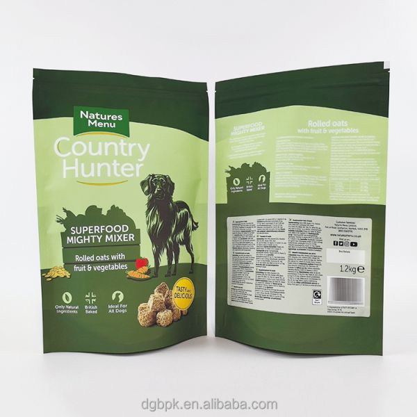 Custom Printed PE PET+PE Stand up Pouches for Dog Pet Food 5kg/10kg/15kg Sizes Reusable Zipper Top Recyclable