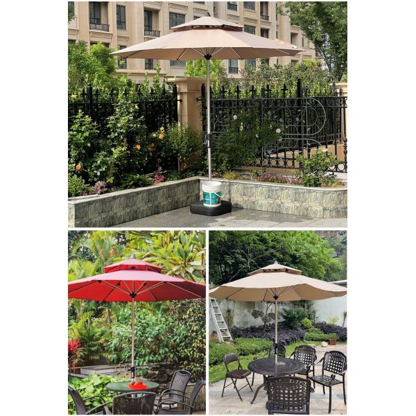 Double Canopy Parasol Center Pole Umbrellas Radii 1.35m For Garden And Beach