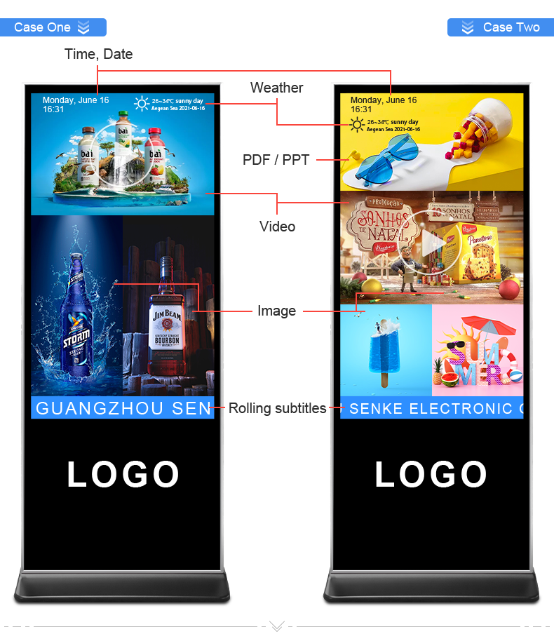 Floor Stand Digital Advertising Monitor with 10 Capacitive Touch Points, Real