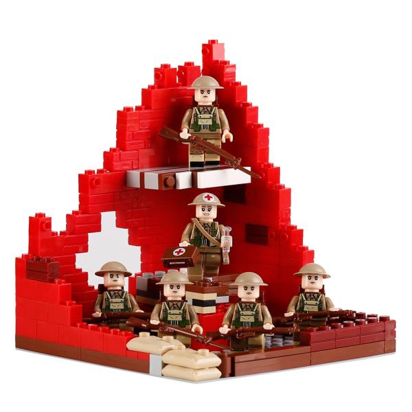 WW2 military model British ranker medical soldier mini figures building blocks